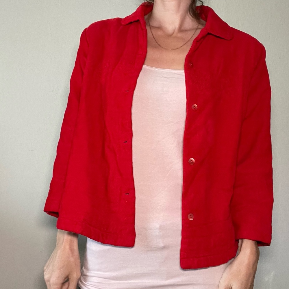 Kenzo Jungle Red Chord Jacket Peter Pan Collar - Picture 16 of 16